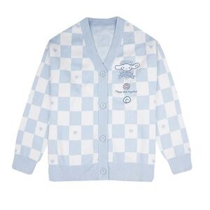 Kids Kawaii Cinnamoroll Blue Checkered Cardigan